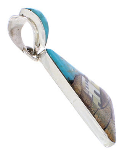 Multicolor Native American Village Design Silver Pendant EX30719
